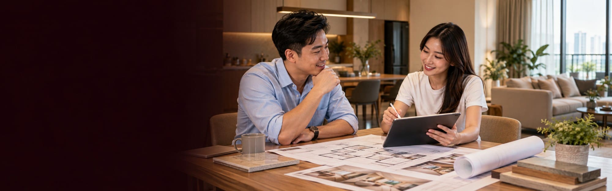 A consultant walking an owner through drawings at the table